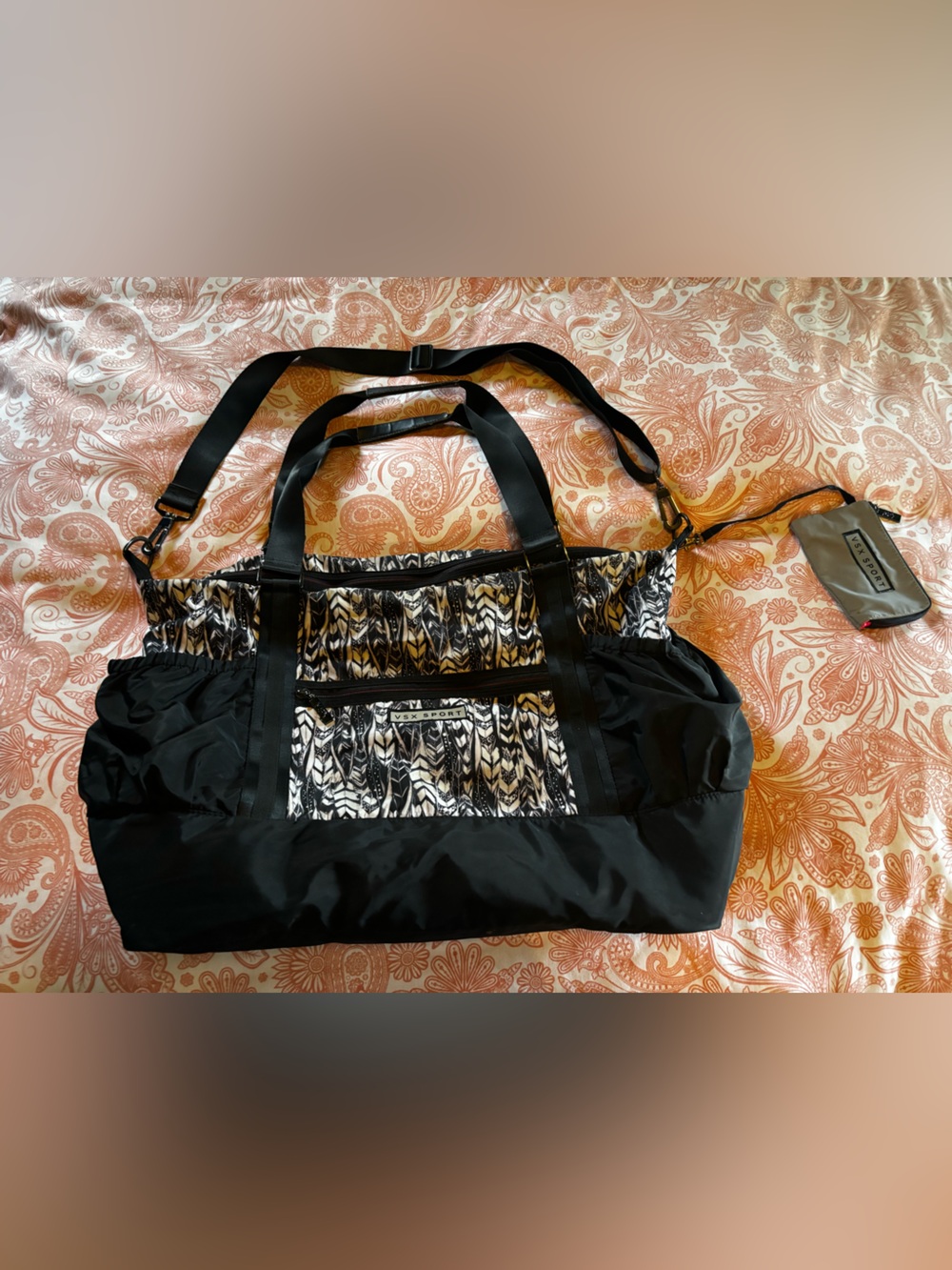 VS Sport Patterned Gym/Travel Bag in Black, White & Pink